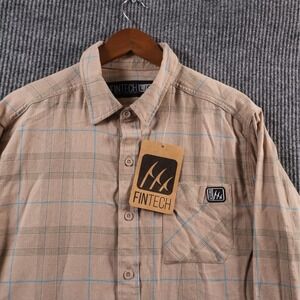 FINTECH The Woodsman Midweight Flannel Shirt Mens L Humus Plaid 100% Cotton NWT